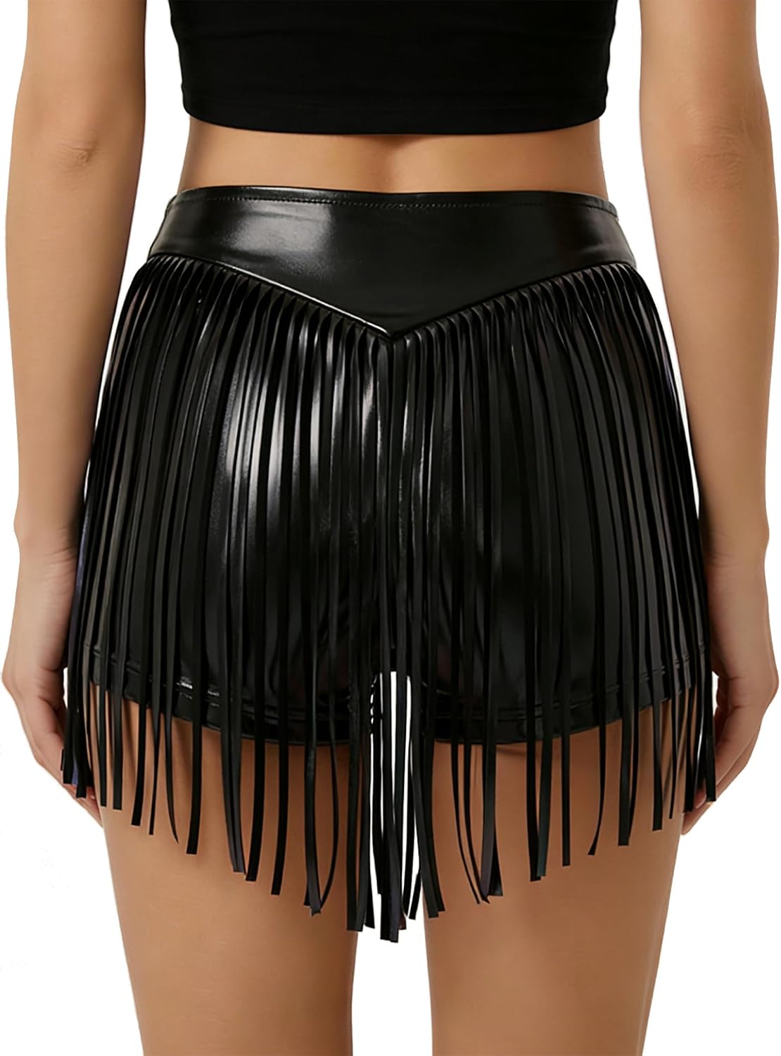 Loyan Women's Metallic Hot Pants Shiny Clubwear Sparkly Tassel Skirts Shorts Dance Festival Rave Bottoms