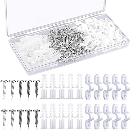 Wire Shelf Loop Clips White Plastic Shelf Clips Screws and Expansion Tubes for Wire Shelving (240)