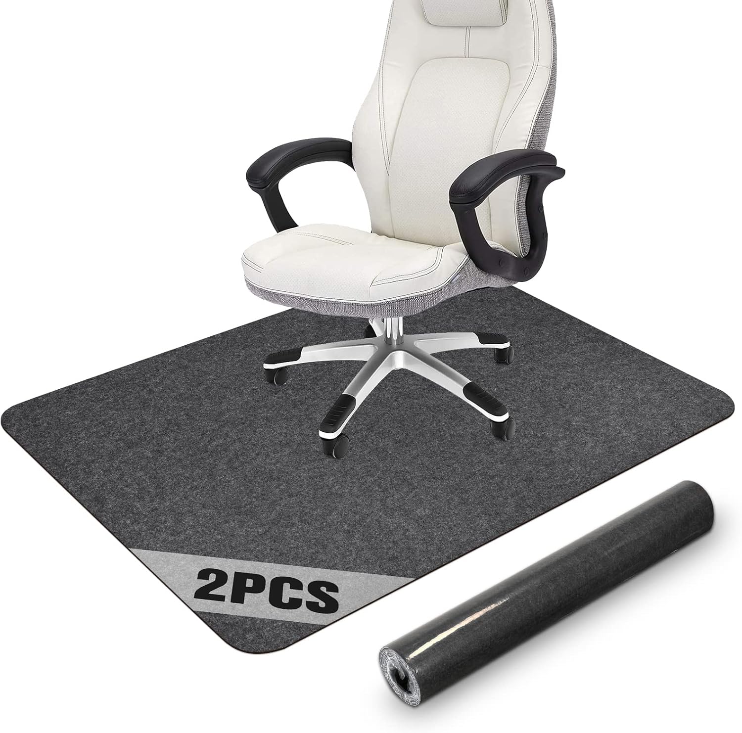 Placoot 2 Pack Office Chair Mat for Hardwood Floor, 55"x35" Computer Chair Mat, Under Desk Chair Mat, Large Anti-Slip Floor Protector for Home Office Dark Grey (Roll Packaging)