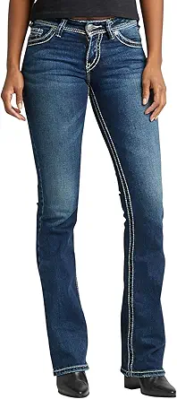 Silver Jeans Co. Women's Suki Mid Rise Curvy Fit Bootcut Jeans