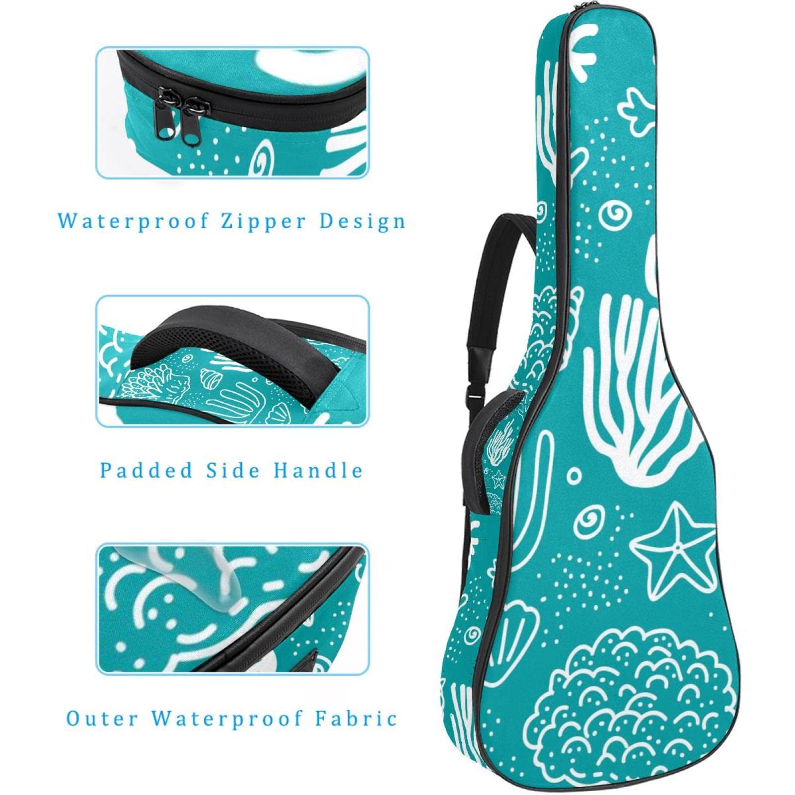 Akustikgitarrentasche Wasserdicht Gitarre Rucksack Dicke Weich Gepolstert Geometrisch Blau Klassische Gitarre Tasche, Farbe8, 42.9x16.9x4.7 in, Taschen-Organizer