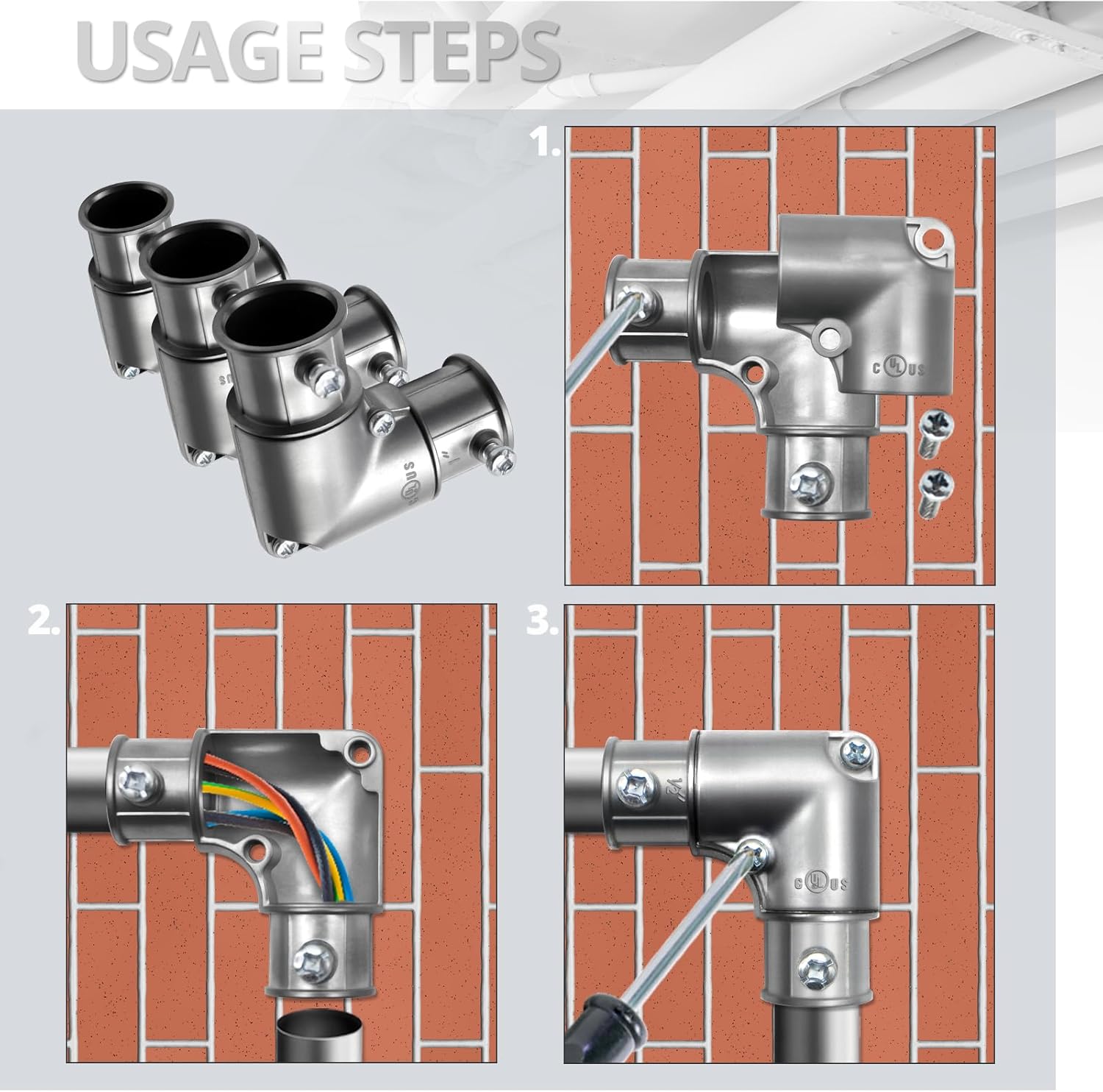 90 Degree EMT Pull Elbow, 1 Inch Inside Corner Conduit Coupling with Removable Cover, Zinc Die-Cast, 5-Pack