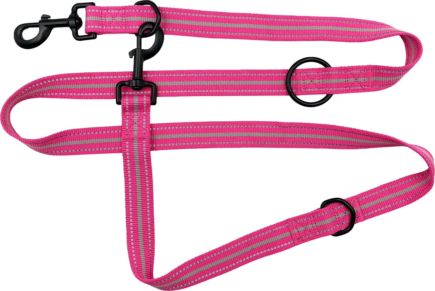 Hem And Boo Double Reflective Sports Lead With Metal Clip And Durable Nylon Material | Pink | (2.5 x 178cm)
