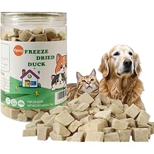 Freeze Dried Duck Raw Cat and Dog Treats, Healthy Single Ingredient Duck Breast Cube High Protein Weight Control Traing Treats for Small Dogs Cats Food