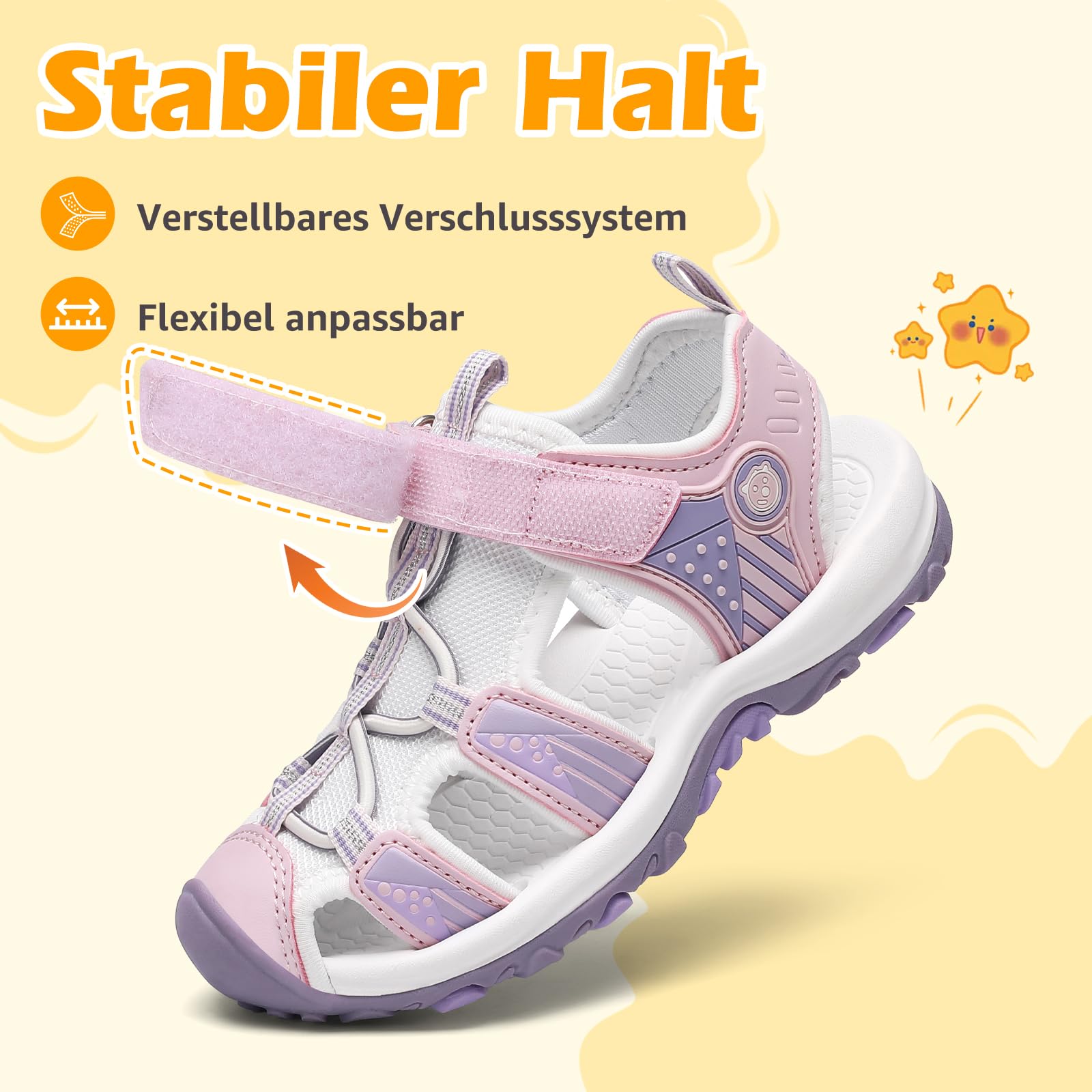 Mishansha Sandalen Mädchen Sommer Geschlossene Sandalen Kinder Atmungsaktiv Outdoor Sport Trekking & Wandersandalen Lila 32 EU