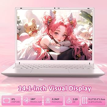 Amazon.com: 14.1'' Pink Laptop Computer, 2K FHD IPS Display