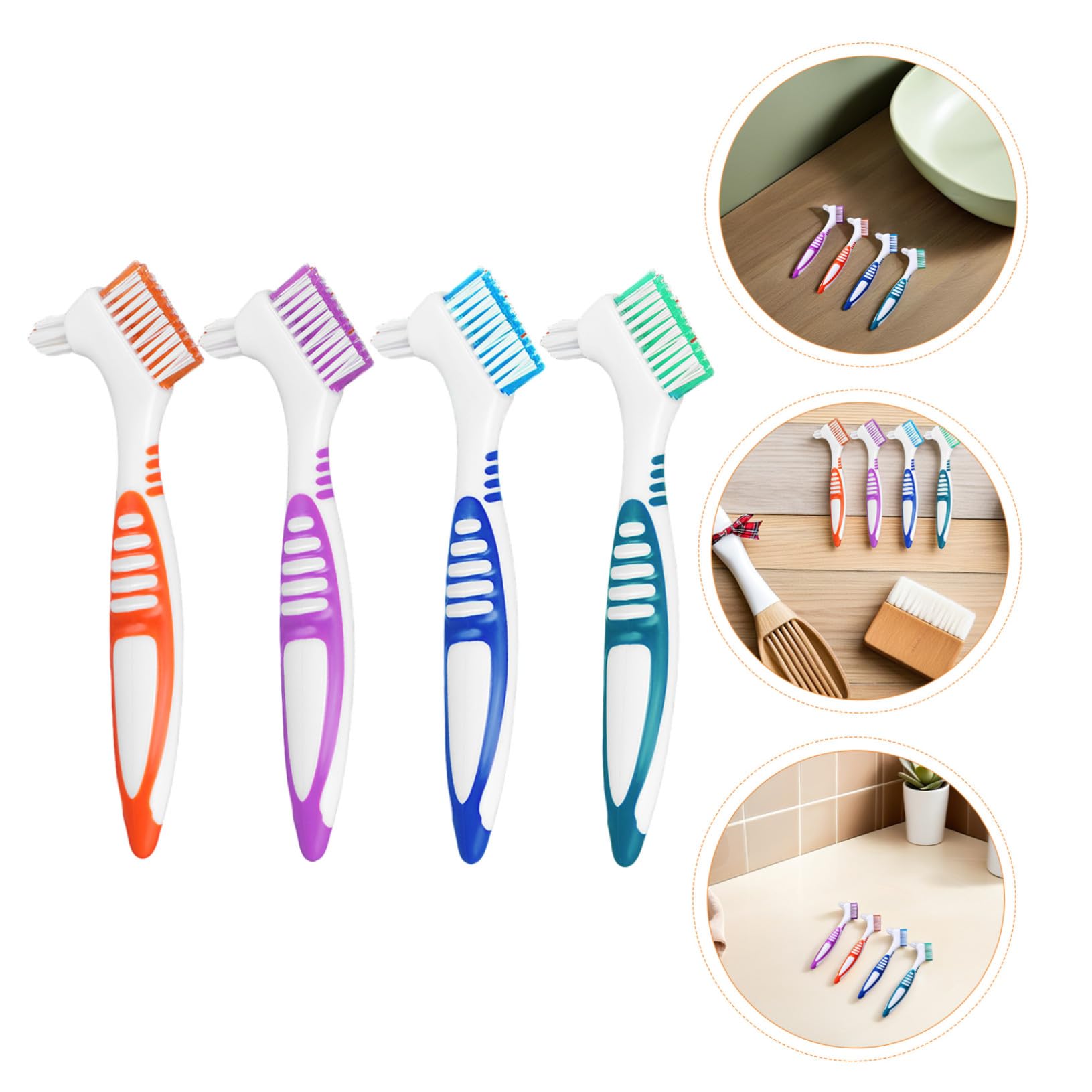 SHERCHPRY 12pezzi Spazzolino per Protesi Dentarie Multiuso Impugnatura Comoda e Setole Delicate per Pulizia Profonda di Dentiere e Apparecchi di Contenzione Kit per Anziani e Viaggi