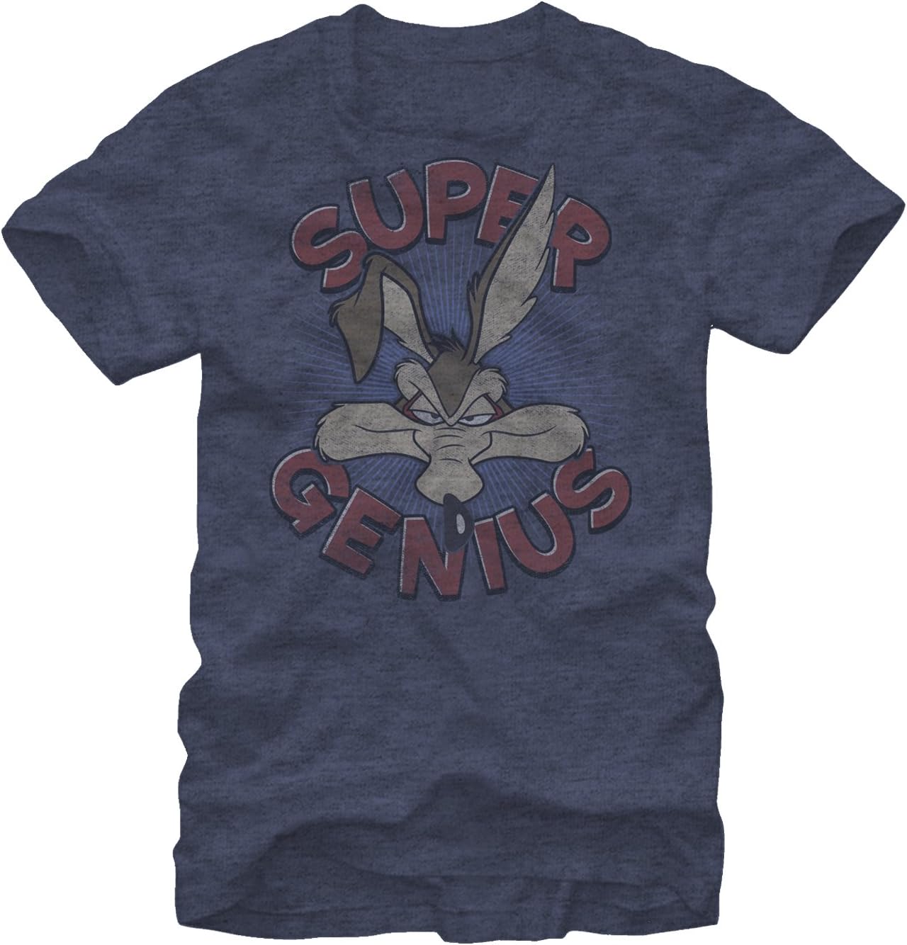 Looney Tunes Wile E Coyote Super Genius Mens Graphic T Shirt, Blue, Medium