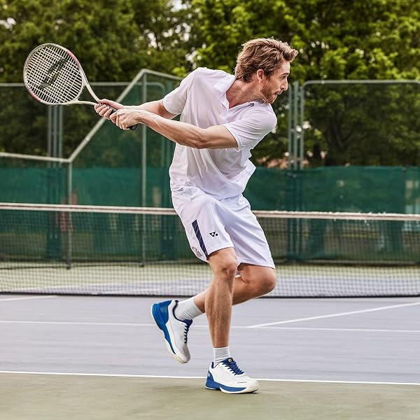 [FitVille] テニスシューズ メンズ 幅広 2E 4E 軽量 オムニクレーコート ソフトテニス シューズ 高いグリップ力 高機能 通気性 甲高 ブラック ホワイト - 2