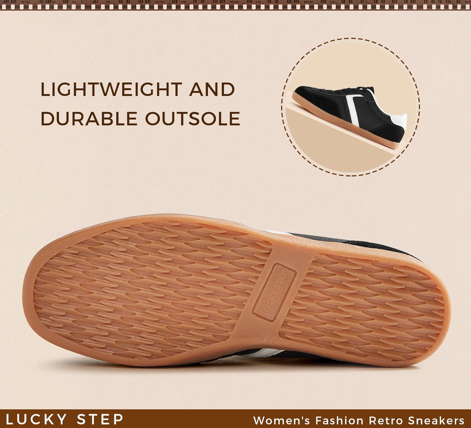 LUCKY STEP Women's Fashion Retro Sneakers Casual Trendy Walking Shoes Non Slip Comfortable Classic Running Sneaker - Image 4