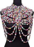 Vista 3 de CCbodily - Brasier de cadena de perlas para el cuerpo, collares de hombro de moda, joyería corporal