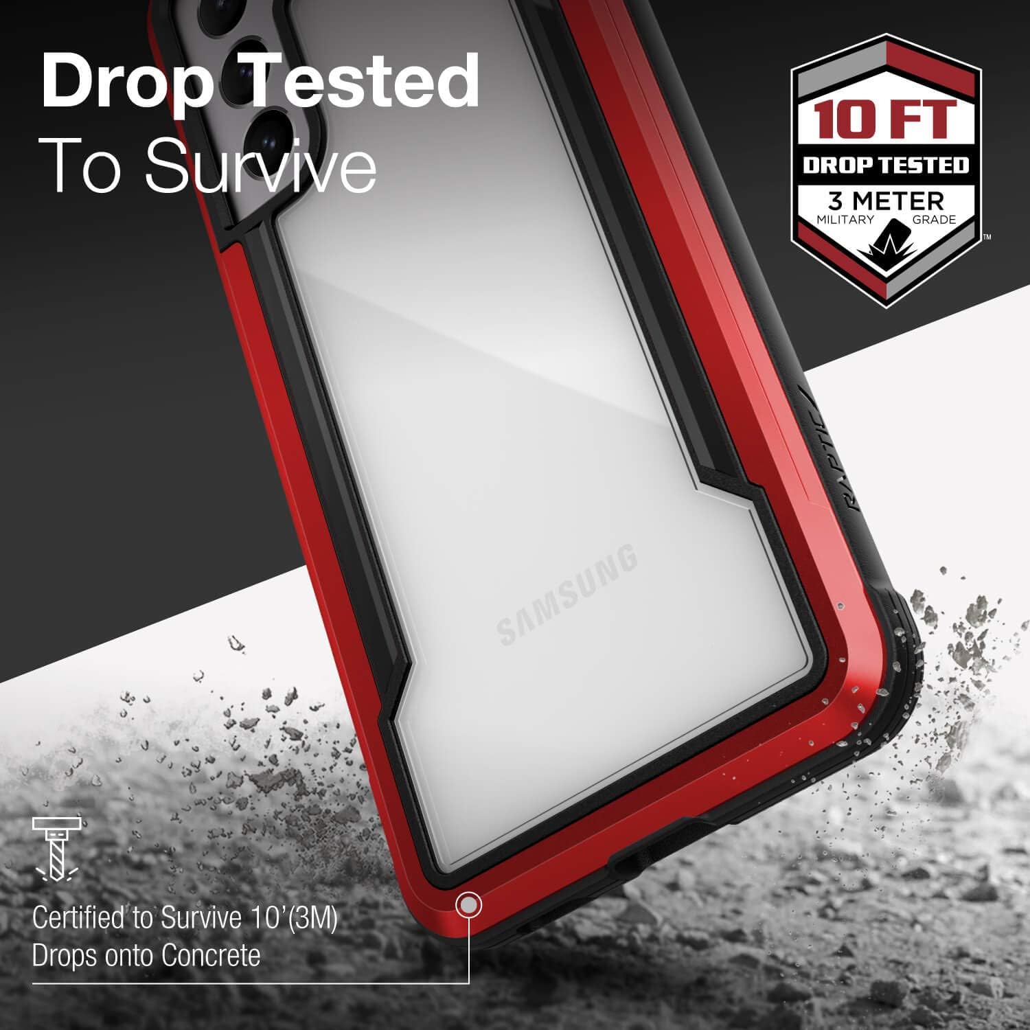 RAPTIC Shield Case Compatible with Samsung Galaxy S21 – Shockproof Military Grade Protection, Durable Anodized Aluminum Frame, 10ft Drop Tested, Polycarbonate Case for Samsung Galaxy S21, Red