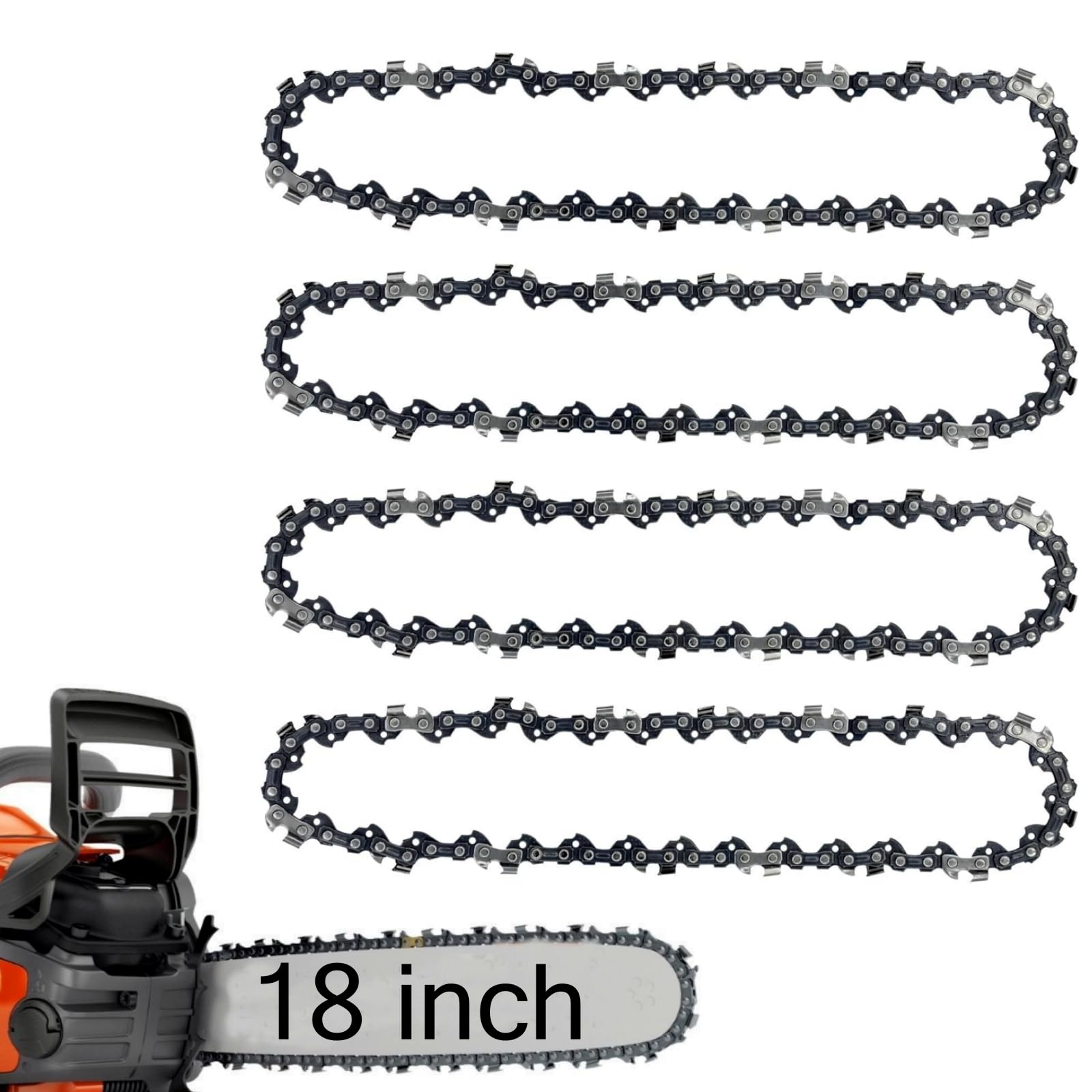 4 cadenas de motosierra de 18 pulgadas, paso de 1 cm, 62 eslabones de transmisión, calibre de 0.127 cm, cadenas de motosierra S62 para Husqvarna Craftsman Echo, hoja de motosierra para Ego Poulan
