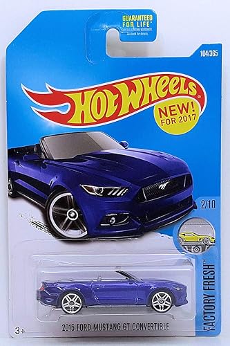 Miniatura 1 de Hot Wheels 2017Factory Fresh 2015Ford Mustang GT Convertible 104365, Azul