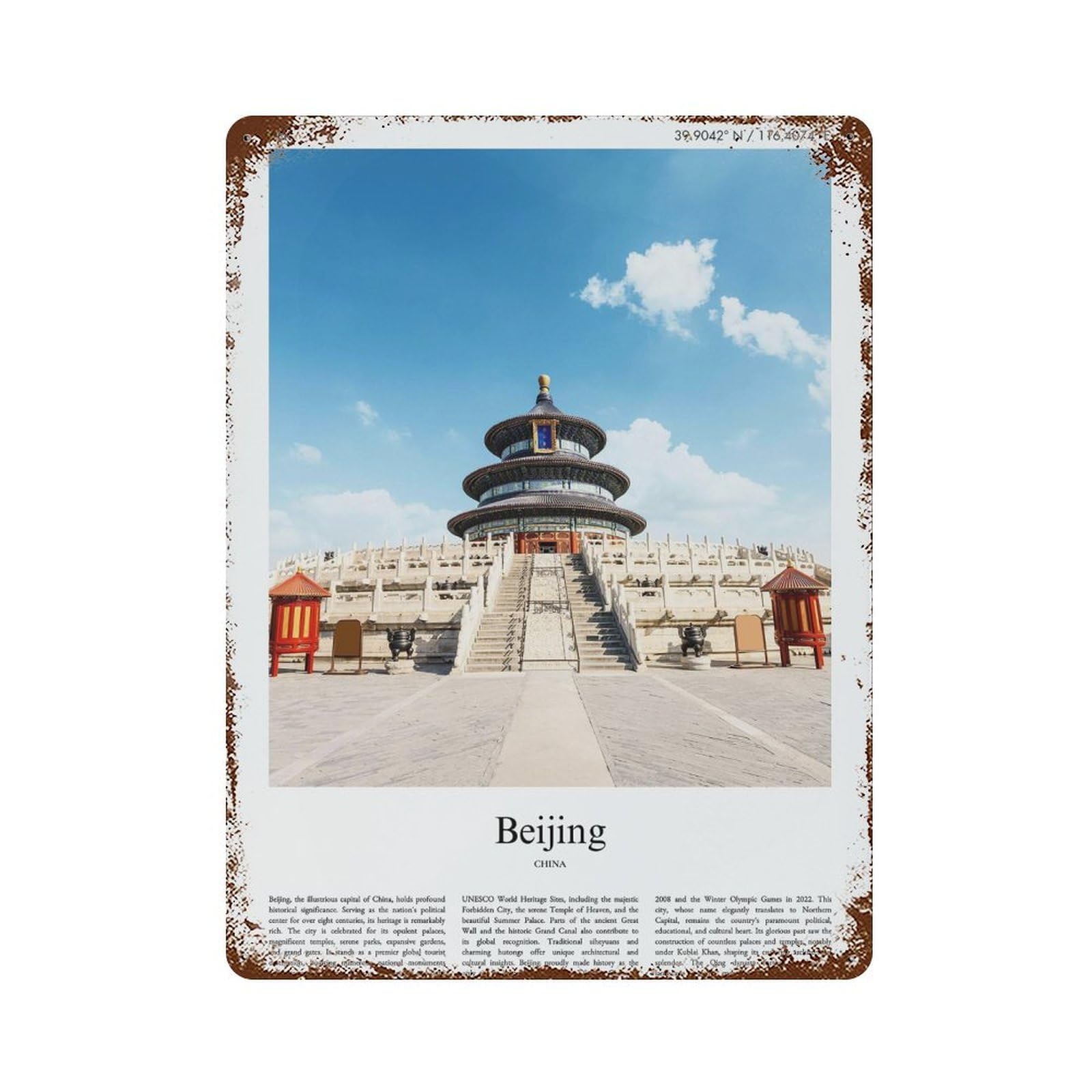 xiaoxiaoshen Beijing China City Scenery Wall Decor Art Metal Tin Poster Modern Home Decor Art Home Bar Shop Decorations Vintage Sign 40x30cm