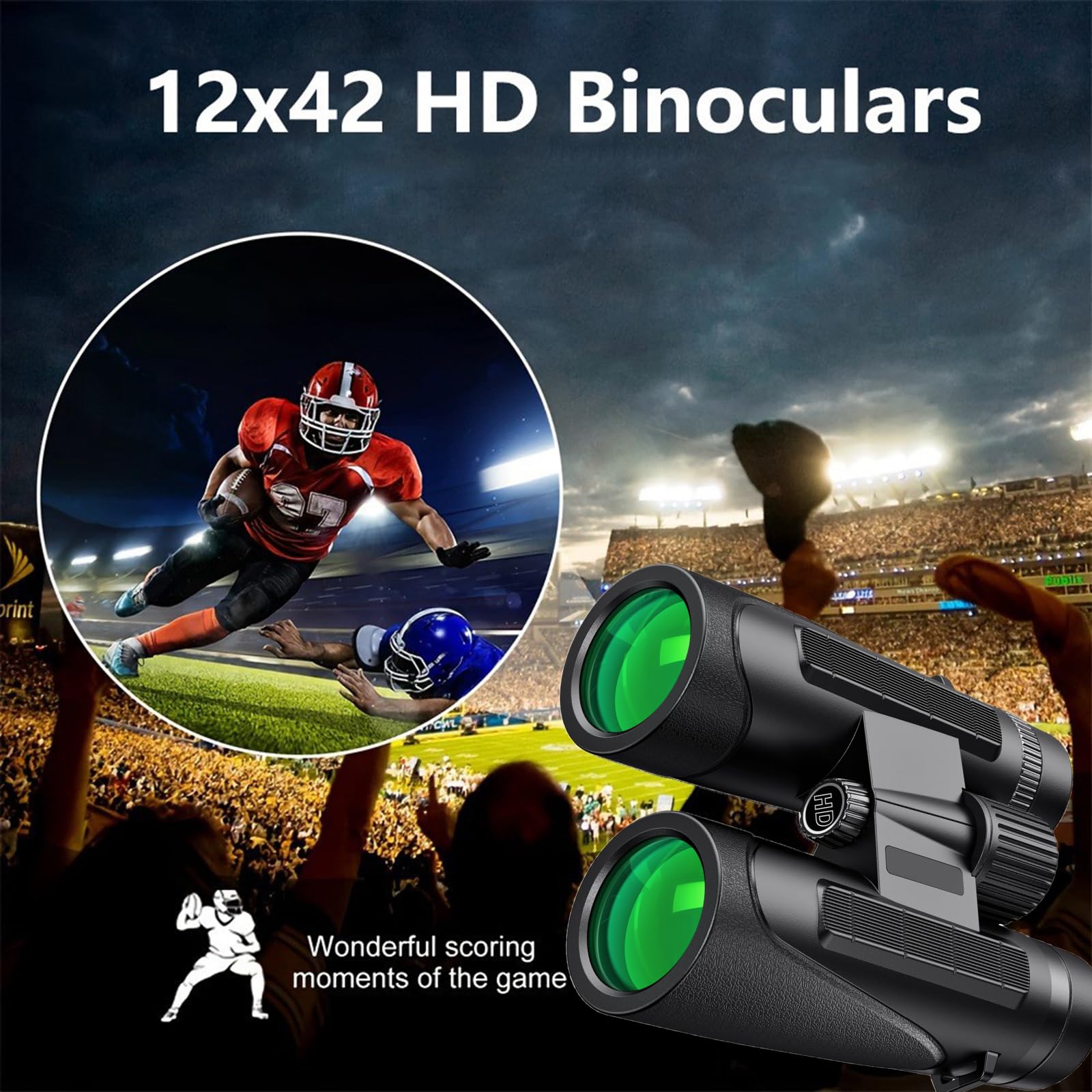 Binocolo 12 x 50, Binocolo Professionale per Adulti, Prismi BaK4 e Lente FMC, Binocoli potenti, per Bird Watching, Arrampicata, Viaggi, Giochi, Concerti