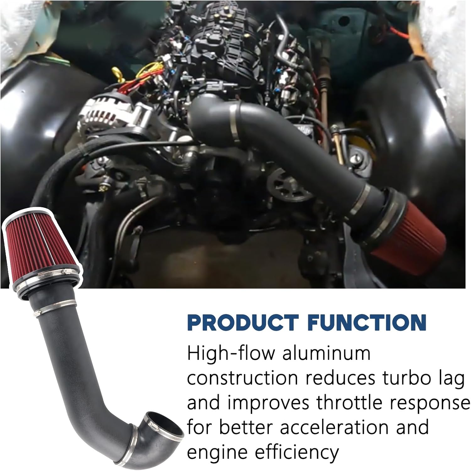 LS Swap Cold Air Intake Kit Compatible with LSX LS1 LS2 4.8L 5.3L 5.7L 6.0L LS Swap Cold Air Intake System