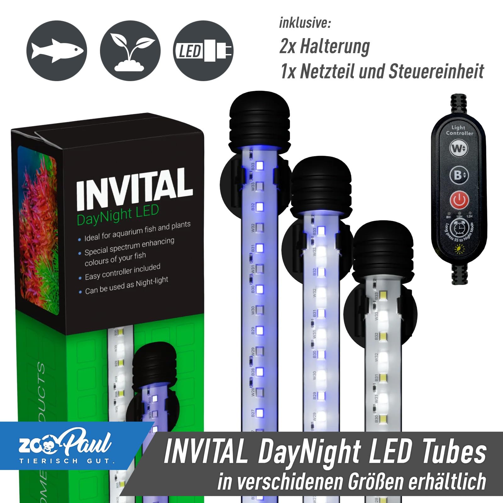 ZooPaul DayNight LED Aquarium Beleuchtung Tag und Nacht Terrarium Pflanzenlicht 93,5cm 16,8W