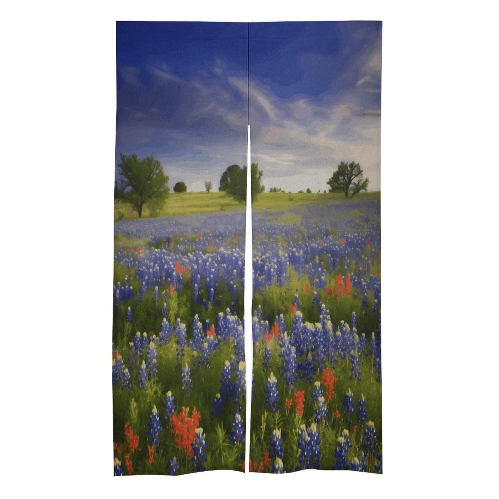 VstaDank Texas Bluebonnets Scenery Noren Doorway Curtain Printed Window Treatment Door Tapestry Chinese Traditional Doorway Curtain Long Type Door Tapestry for Home Decoration