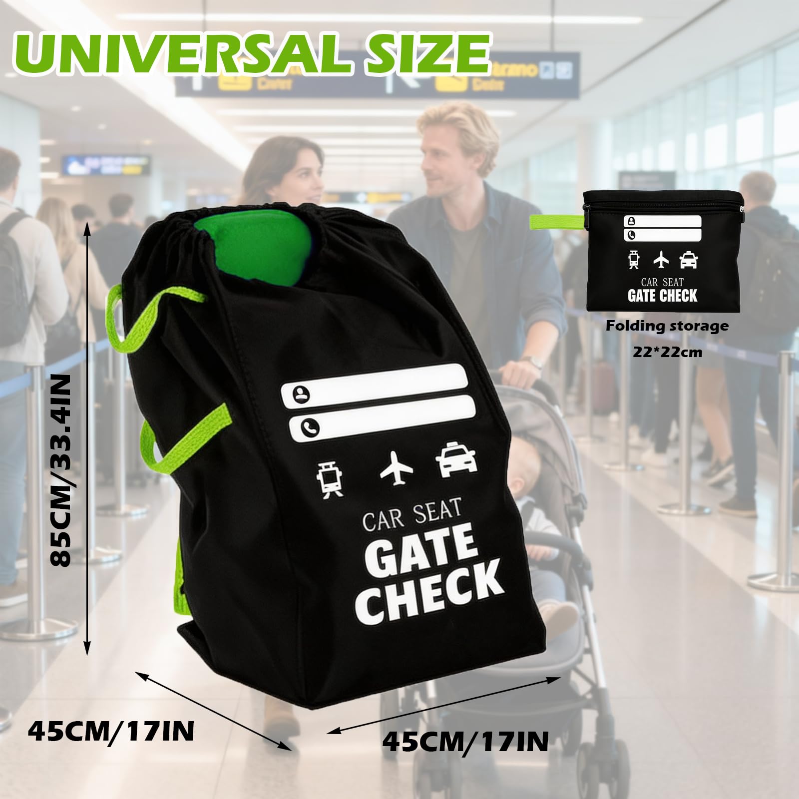 Borsa da Viaggio e Trasporto per Passeggino, Sacca per Carrozzina con Zaino a Tracolla per Controllo Gate dell'Aeroporto, Viaggi in Aereo per Neonati
