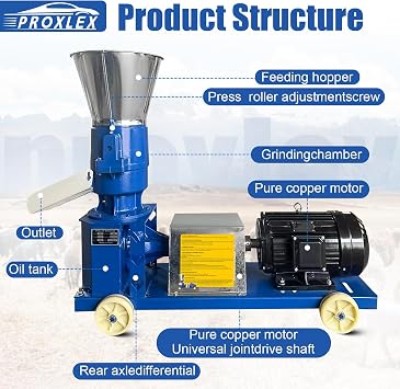 110V Pellet Grinder Machine 4 Head Rollers w/ 6 Grinding Discs
