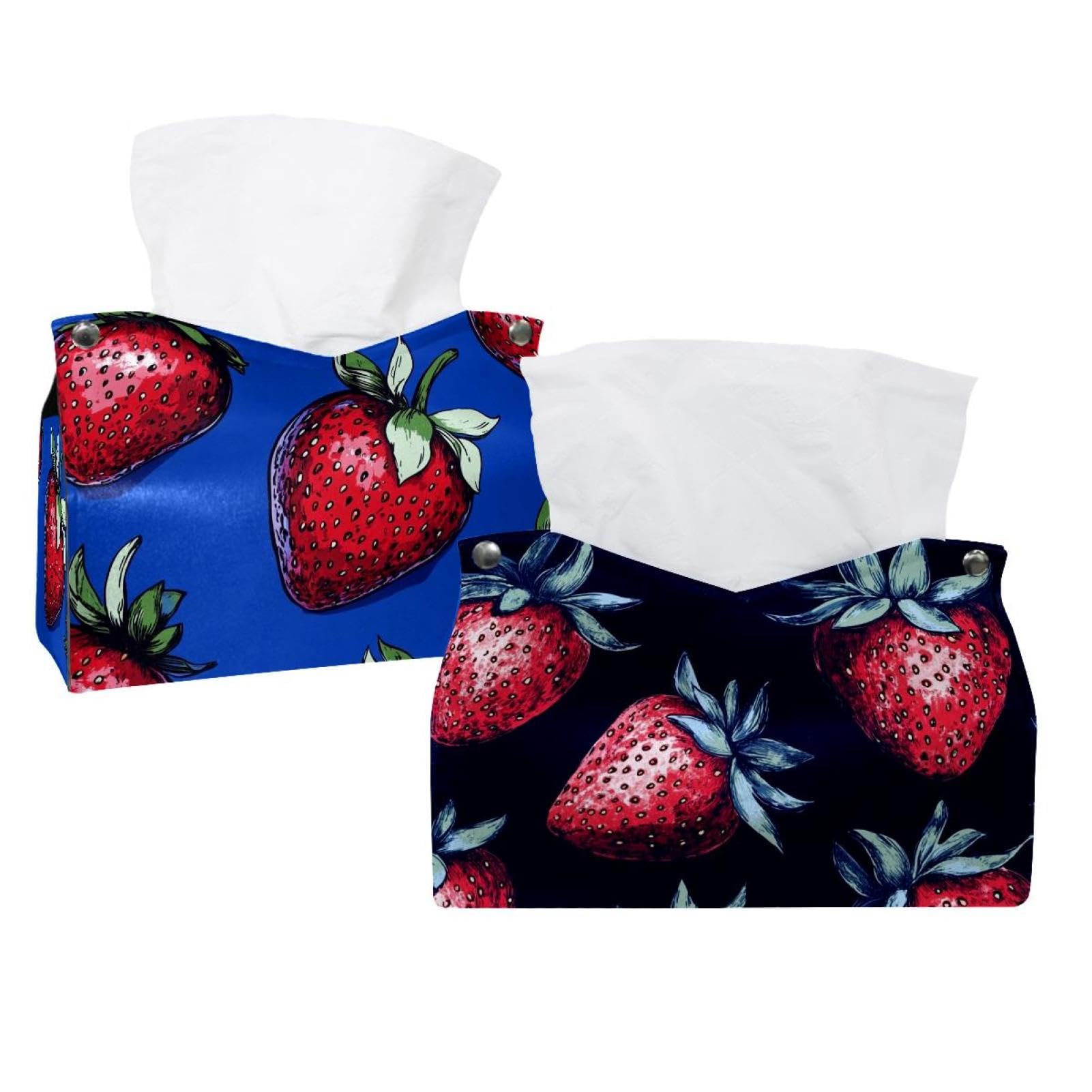 Housse de boîte à mouchoirs fraise lot de 2 en tissu élégant pour décorer votre chambre