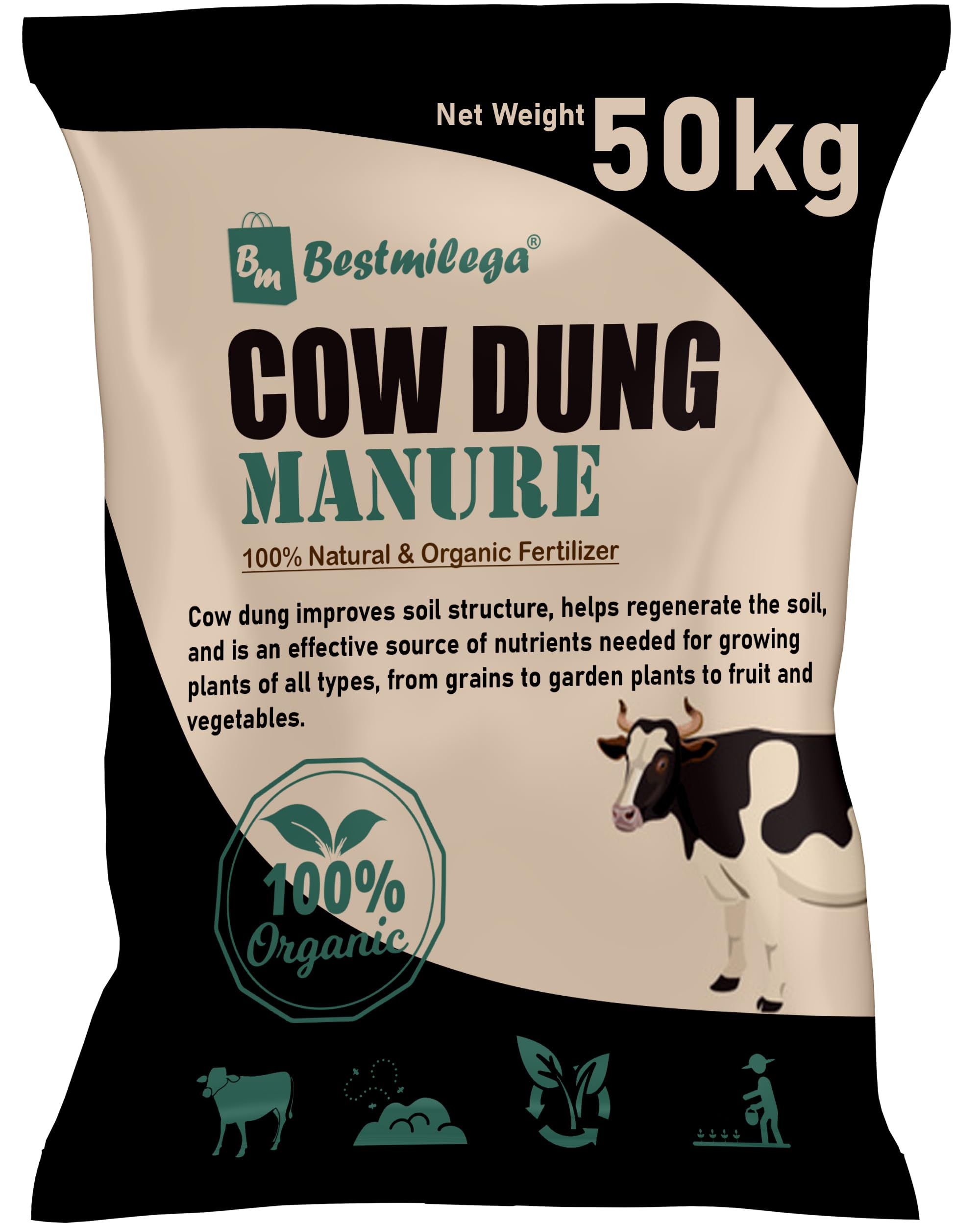 BEST MILEGA Cow Dung Manure Fertilizers for Plants & Home Gardening 50kg (B0CBQ5BWK1) Amazon Price History, Amazon Price Tracker