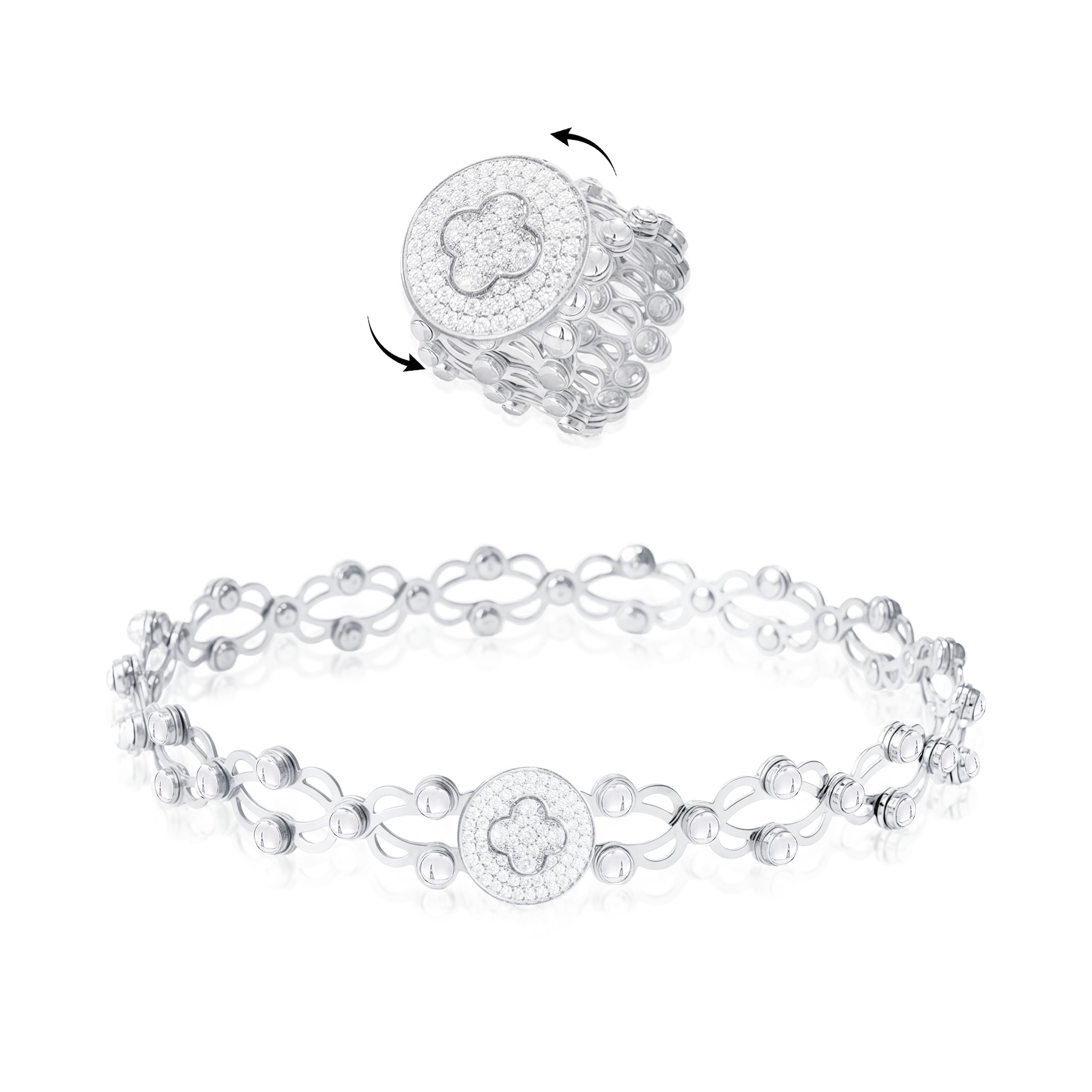 YOEE Anxiety Anello retrattile da donna 2 in 1, anello in argento Sterling 925, anti-stress, elastico Anxiety Fidget, braccialetto spinner fidget anello gioielli antistress unisex