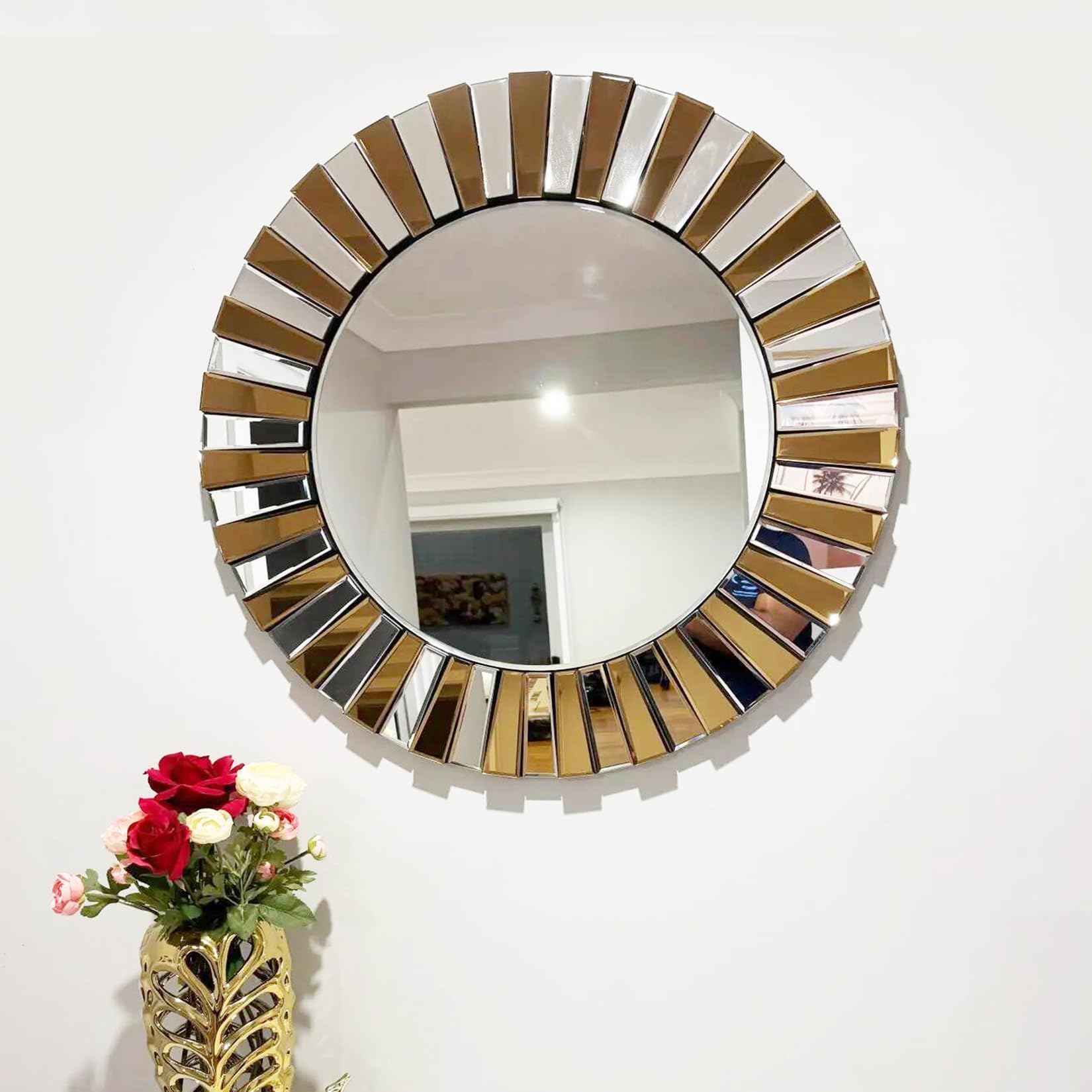 Miroir Mural Feuille Ginkgo 118x68cm - Métal | Déco Moderne Pour Salon Et Chambre