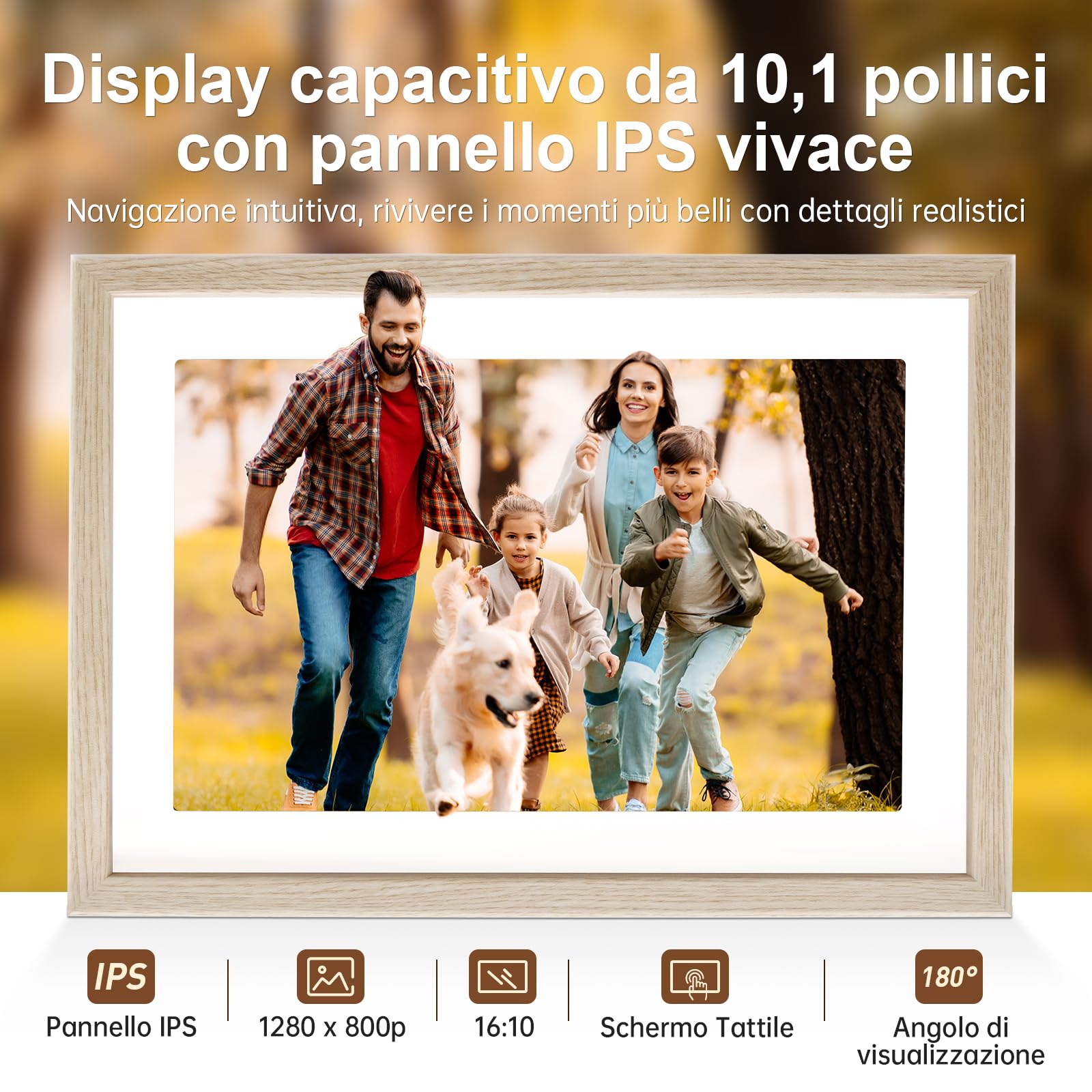 Cornice Digitale Foto Rollei Smart Frame WiFi 108 10,1 Frameo Portafoto Digitale 32GB 1280x800 Schermo Tattile IPS Condivisione Istantanea di Foto e Video Legno Bianco Cornice-Digitale-Foto-Frameo