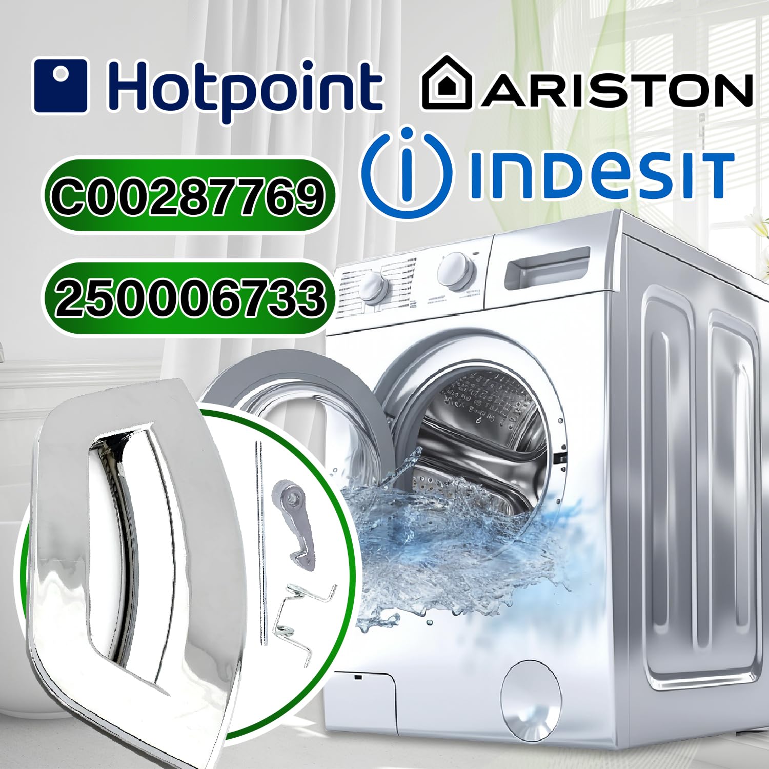 Sparefixd Adatto Per Hotpoint Aquarius Lavatrice Kit Maniglia - Foto 5