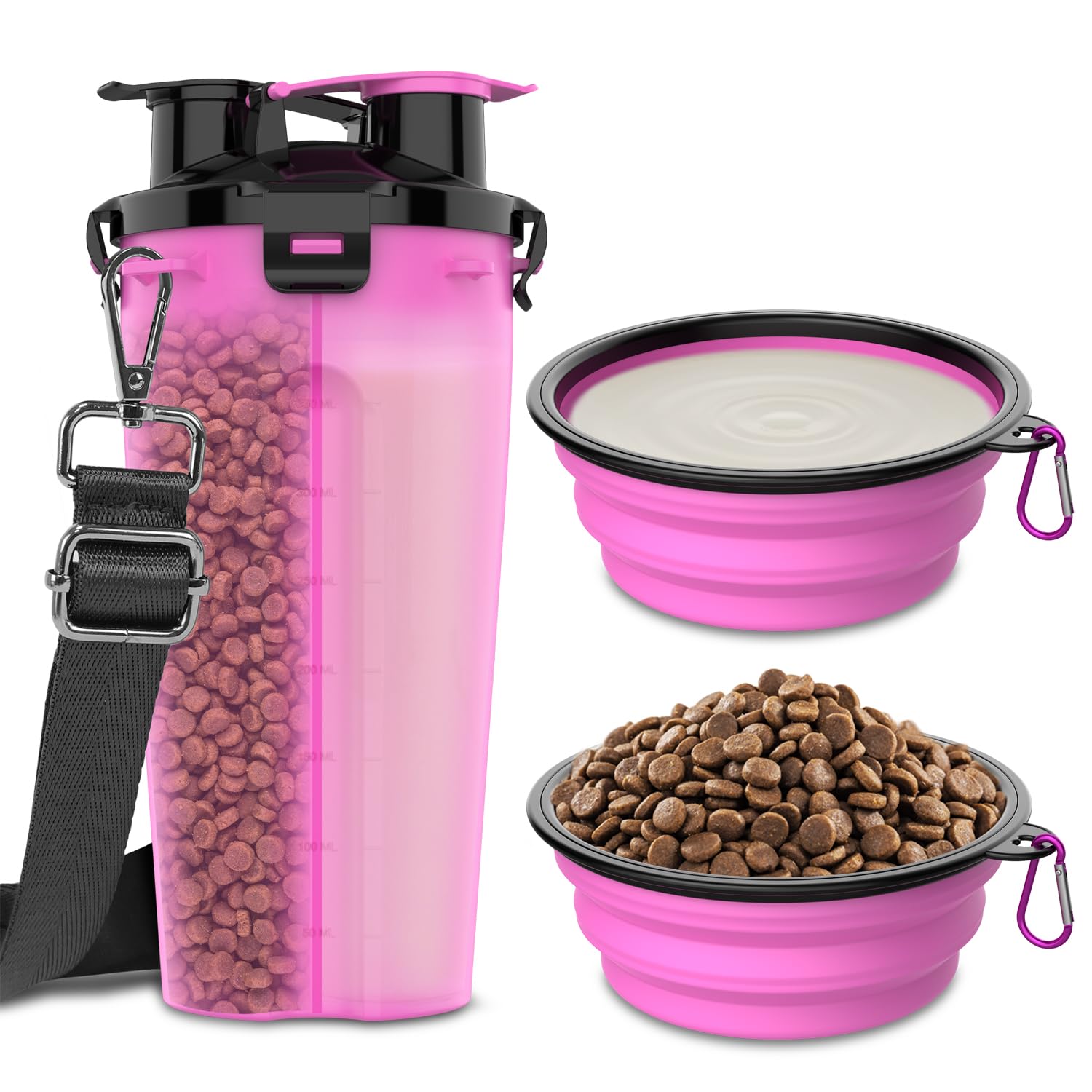 Distributeur d'eau portable pour chien rose idéal pour les balades en ville