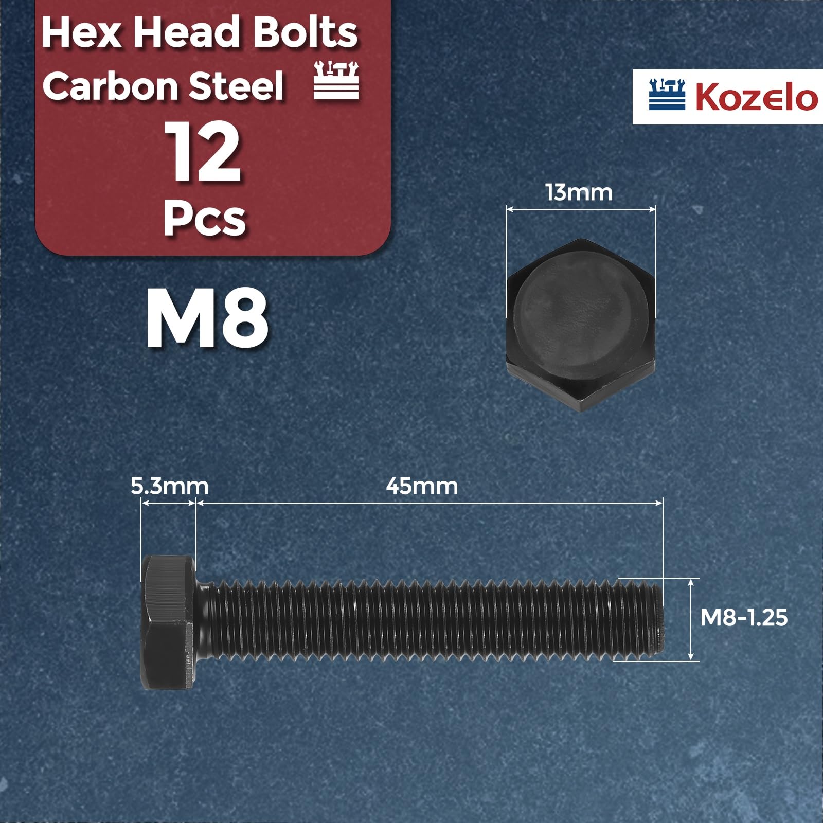 Kozelo 12 Pcs Hex Head Screws Bolts - Image 2