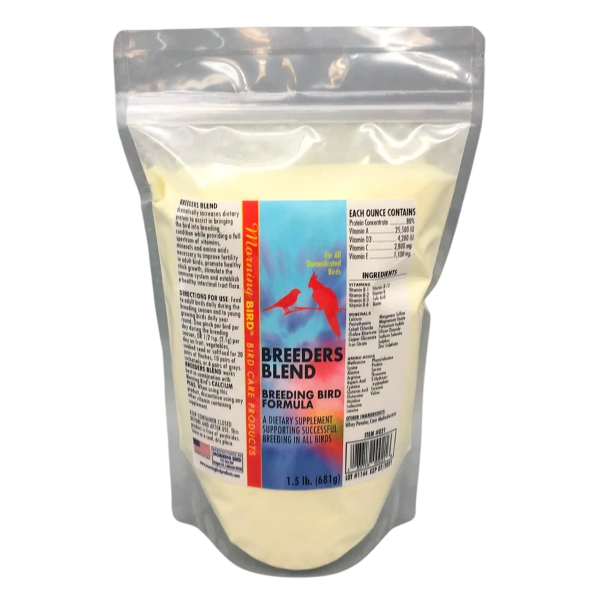 Morning BirdBreeders Blend 1.5 lbs – Protein Supplement for Birds – Supports Breeding, Chick Growth, Muscle Development & Immune Support – Daily Vitamin Blend for Strong Bones & Overall Health