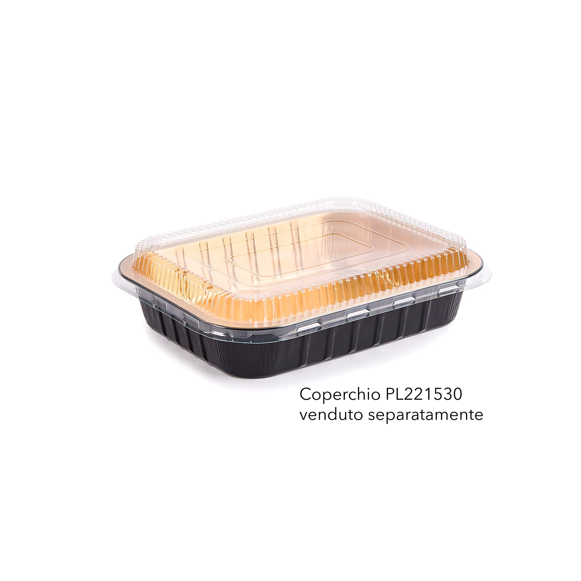 CONTITAL Eclipse AS221530 | Vaschette Alluminio Laccato 4 Porzioni Extra-Rigide | Contenitori Monouso di Qualità per Asporto, Microonde | Teglie Forno Usa e Getta | 50 Pezzi
