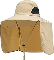 Vista 9 de Sombreros de protección solar para exteriores, gorra de pesca con solapa para el cuello, sombrero de ala grande para exteriores
