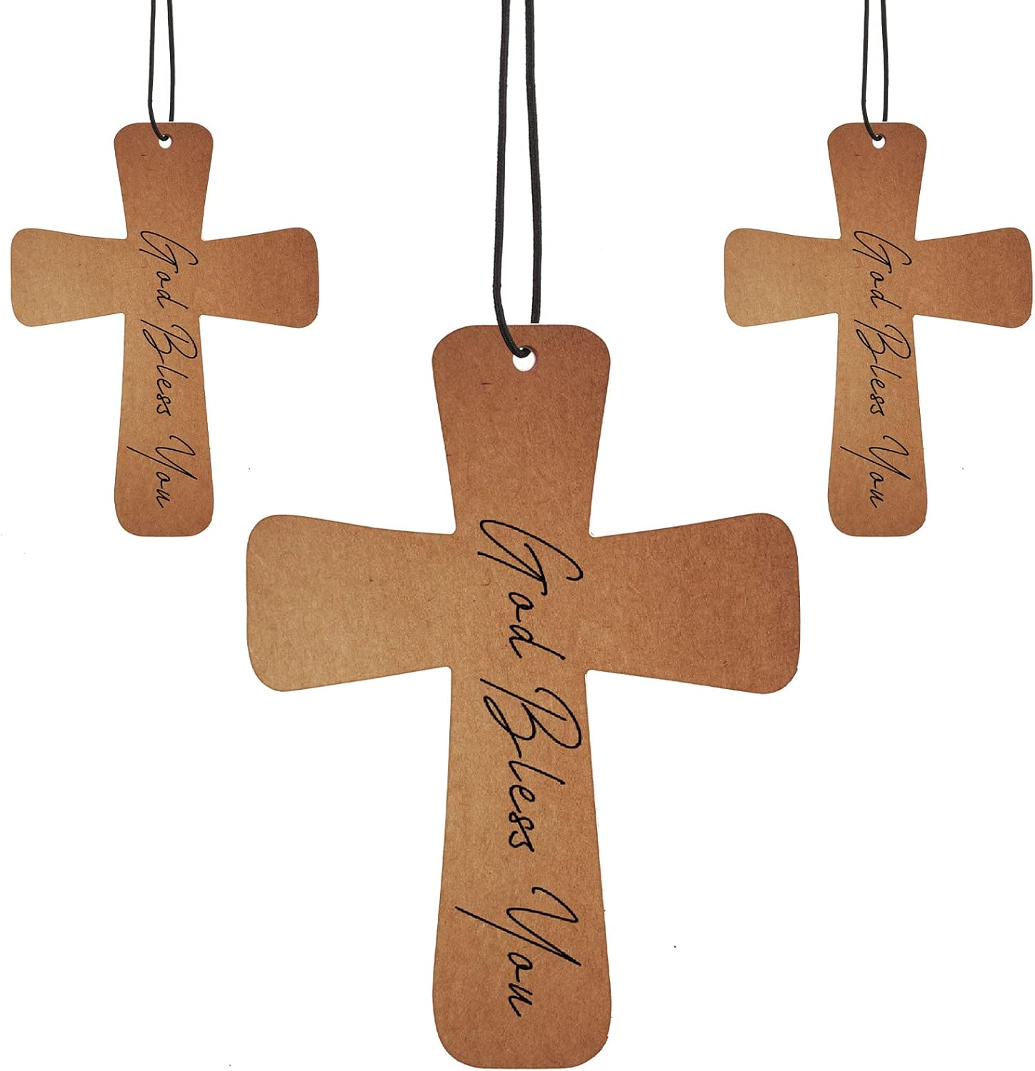 Fumete Christian Gifts Cross Car Air Fresheners Bulk Air Freshener Religious Fresh Scented Hanging Ornaments for Church Sunday School Gifts(God Bless You,48 Pcs)