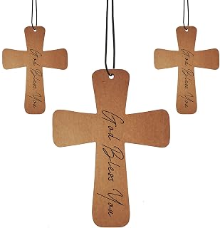 Fumete 24 Pcs Christian Cross Car Air Fresheners Bulk Drift Air Freshener Religious Fresh Scented Hanging Ornament for Church Pastor Clergy Sunday School Teacher Appreciation Gift(God Bless You)