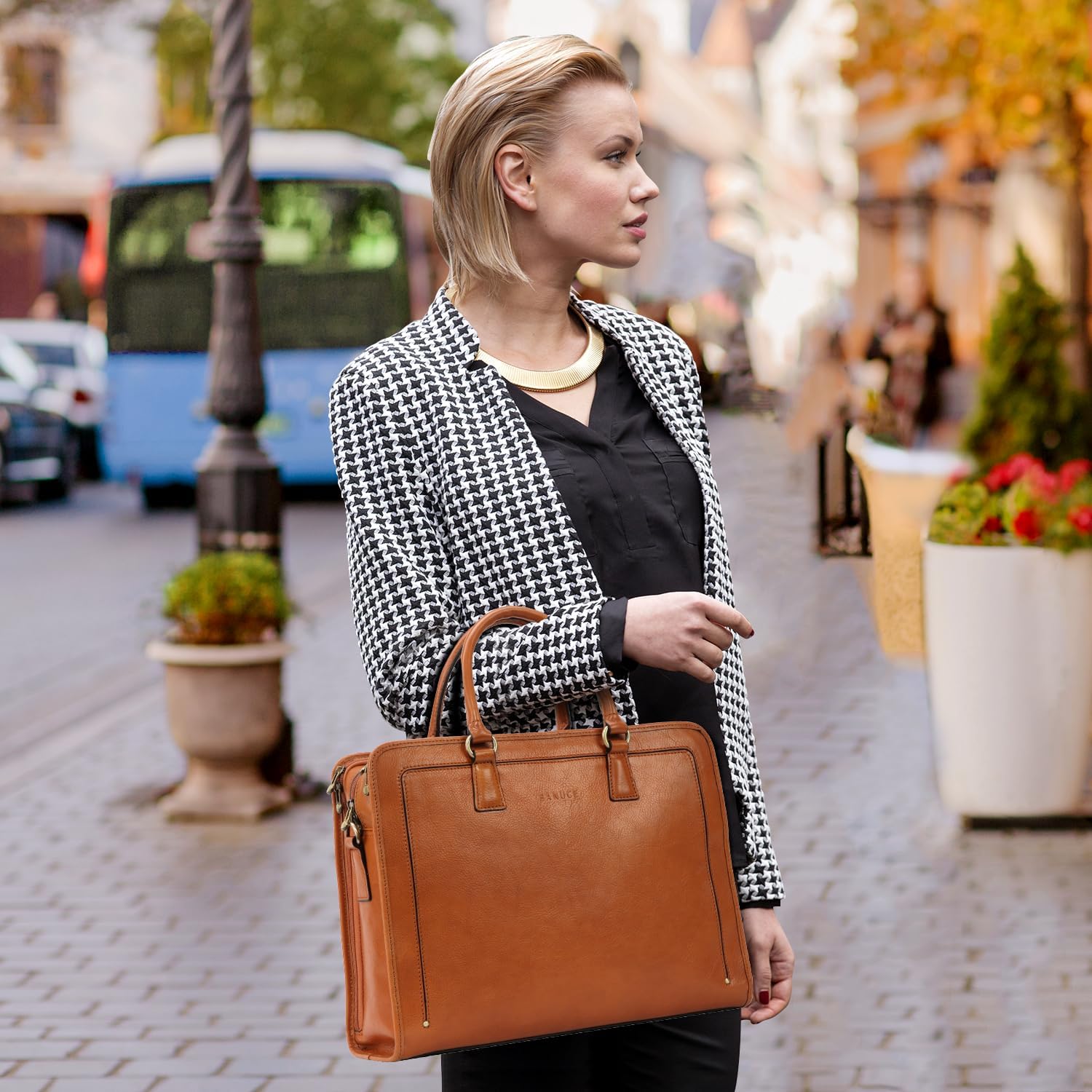 Banuce Vintage and Stylish Genuine Full Grains Italian Leather Briefcase for Women 15.6 Inch Laptop Bag Business Work Bag - Image 8