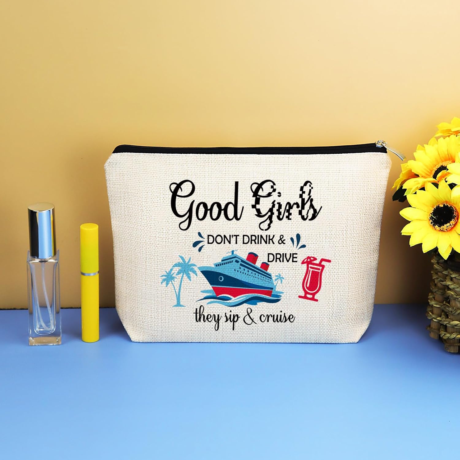 Girls Cruise Gift Cruise Trip Vacation Gift Travel Cosmetic Bag Funny Girls Weekend Gifts Makeup Toiletry Bag Cruise Beach Lovers Summer Gift for Bestie Sister Friends Birthday Graduation Gift - Image 7
