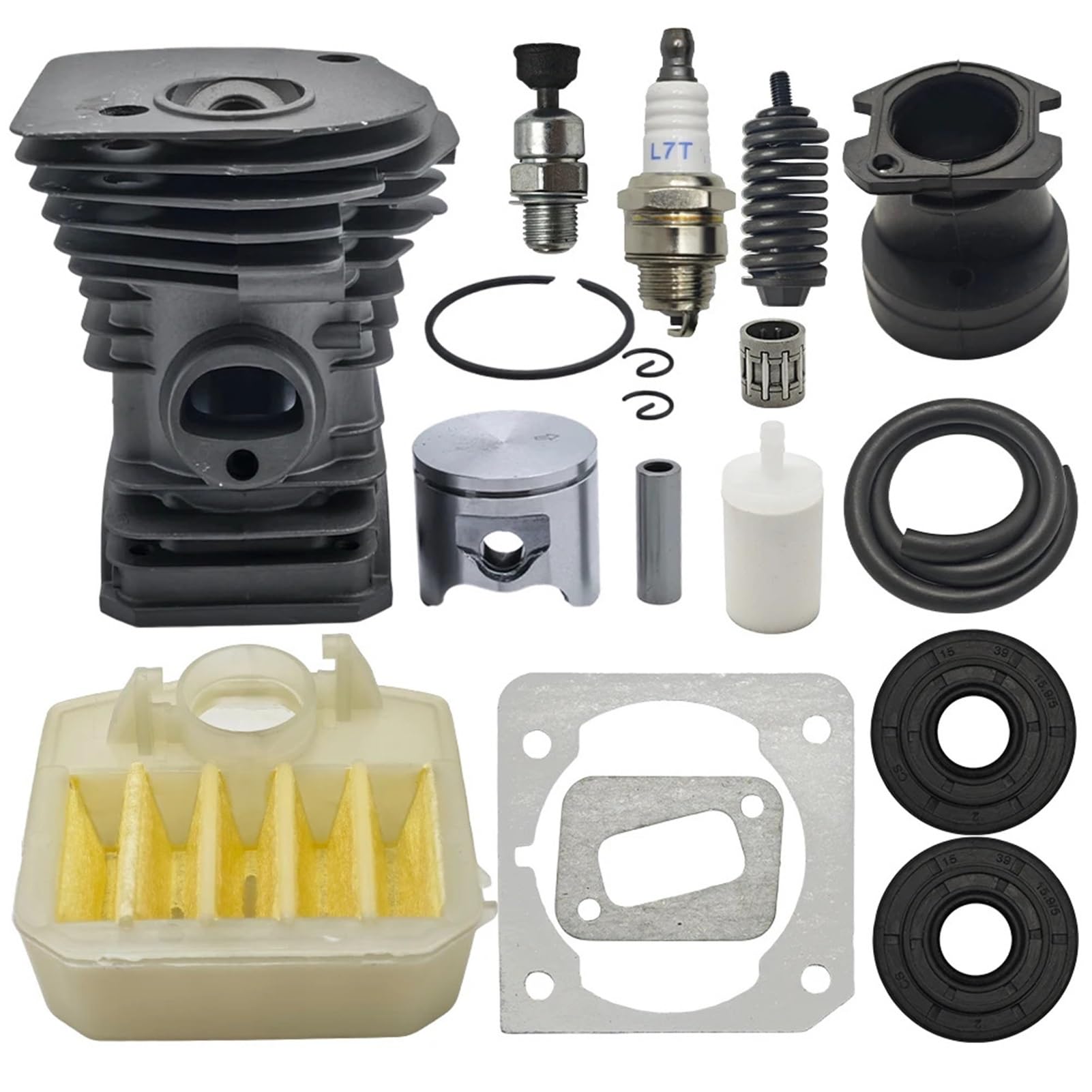 For Husqvarna 340 345 350 motosierra 503870276 537024002w tubo de entrada de sello de aceite resorte amortiguador AV 42mm Kit de filtro de aire de pistón cilíndrico