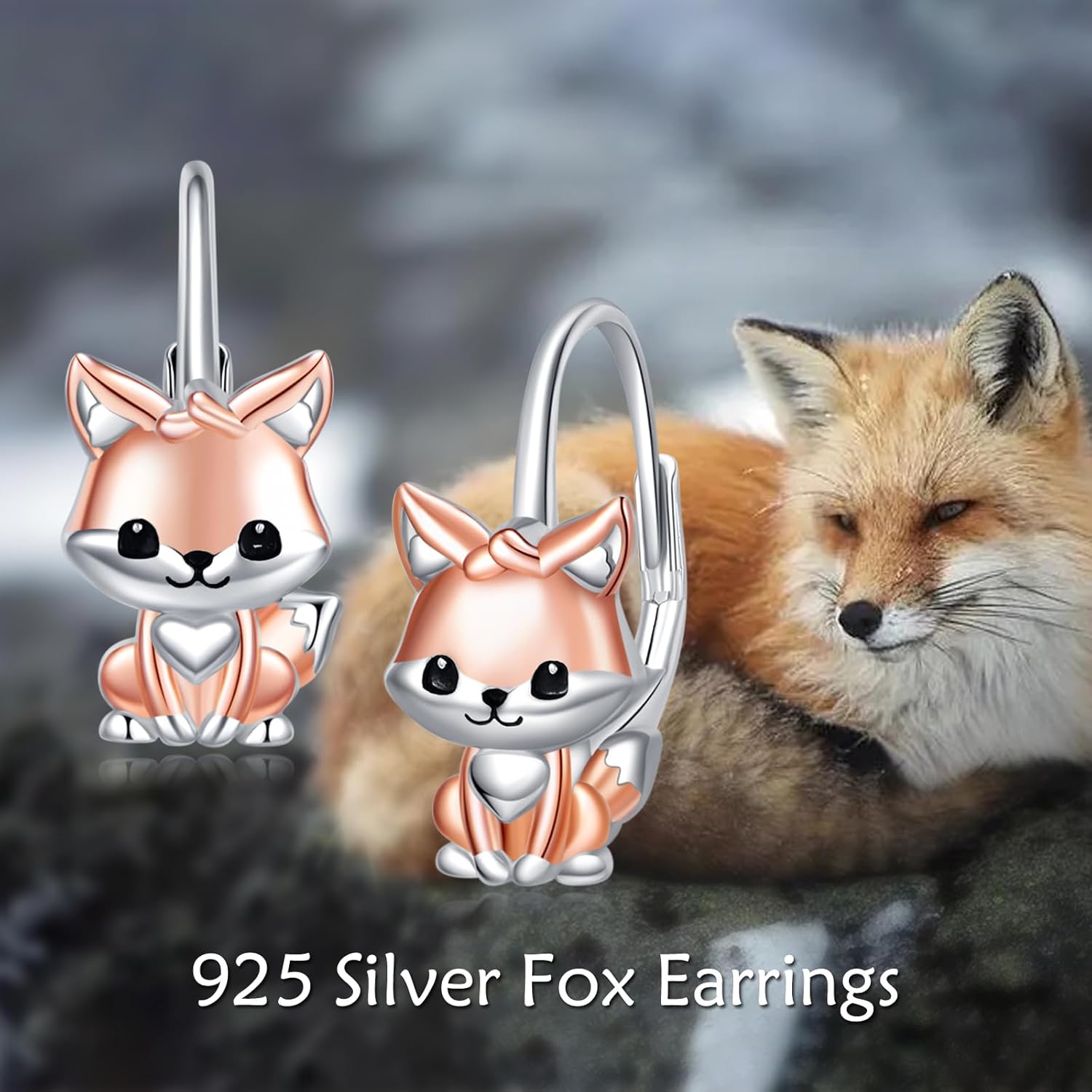 Fox/Frog/Deer/Owl/Sloth/Bunny Earrings 925 Sterling Silver Animal Earrings for Women Leverback Earrings Jewelry Gifts for Daughter Wife Girlfriend