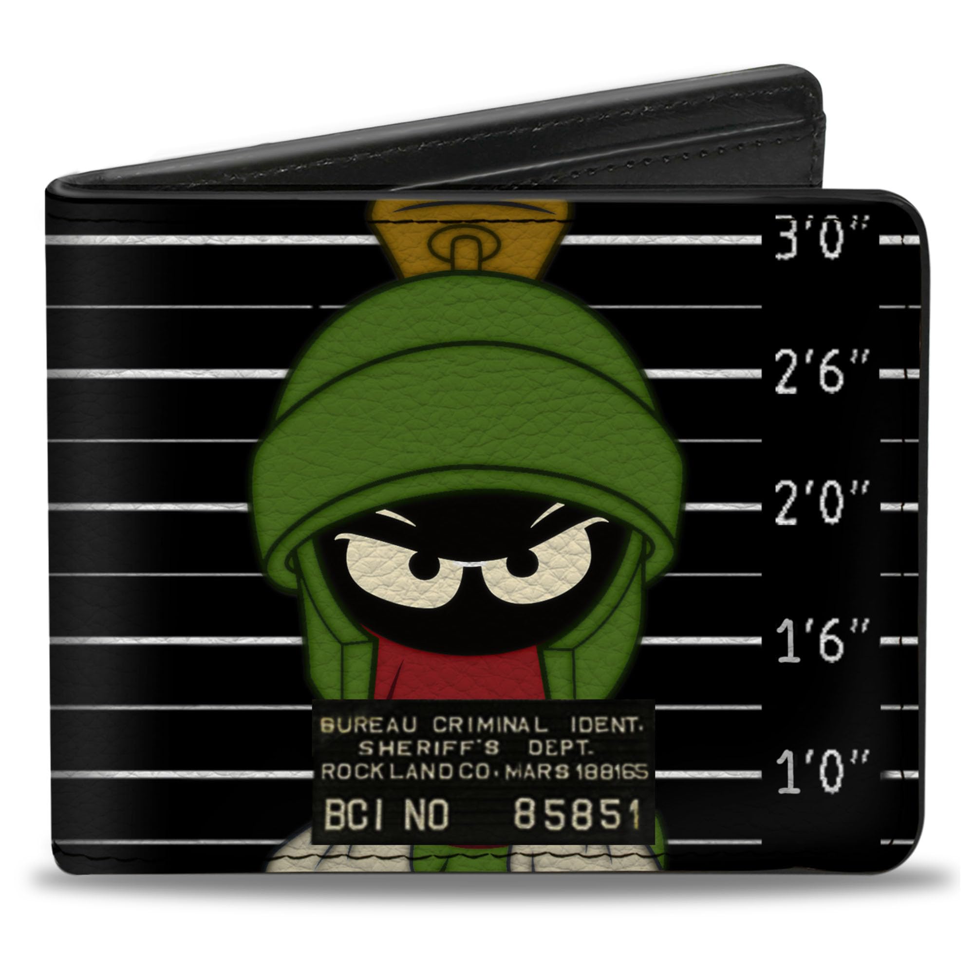 Buckle-Down - Bi-Fold Wallet Pu Bifold Wallet - Marvin the Martian Poses Scattered Black Mens