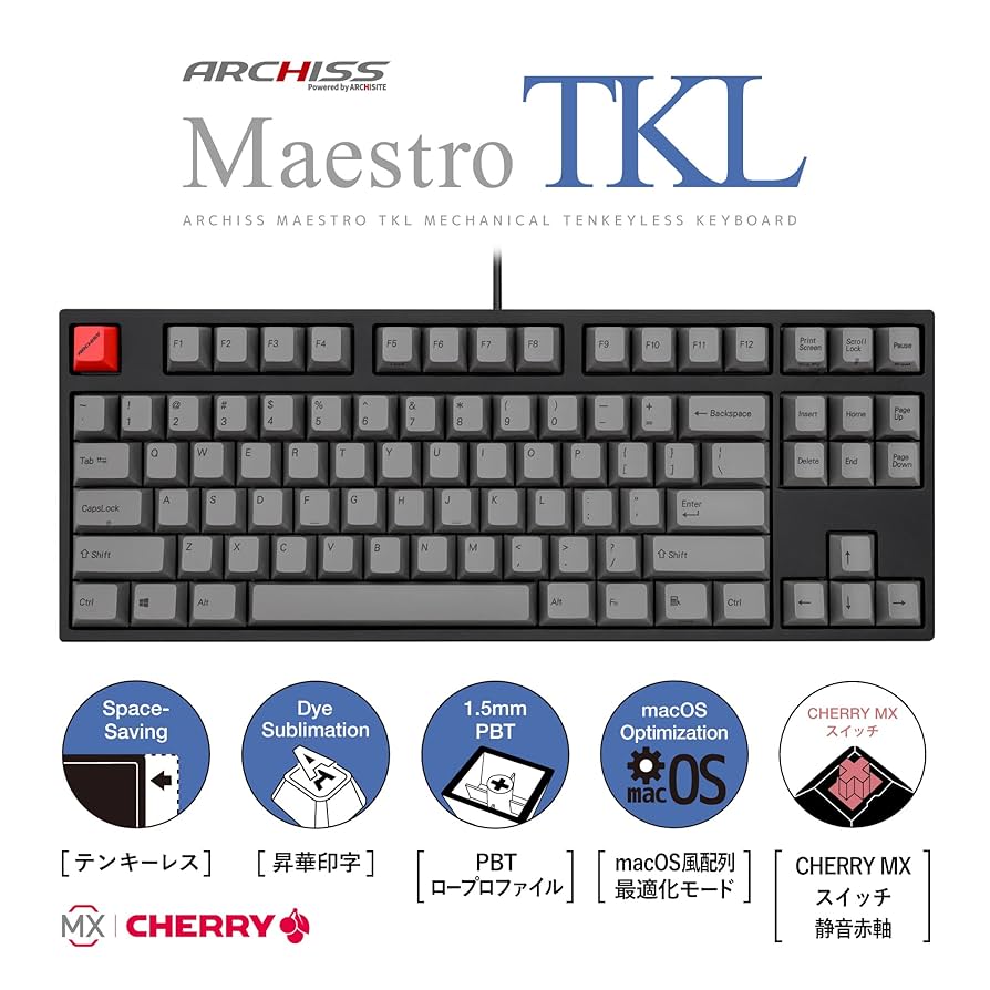 ARCHISS Maestro FL メカニカルキーボード 静音赤軸 ARCHISS ARCHISS MaestroFL メカニカル フルキーボード 英語(US