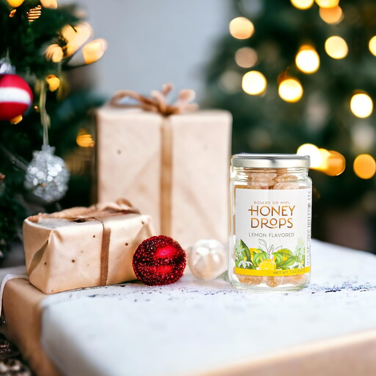 Gourmanity Honey Candy Lemon Drops, Surprise Lemon Flavored Honey Filling, Soothing & Sweet Treat, Carefully Crafted with Natural Honey, Made in Provence, France, 7oz (Pack of 2)