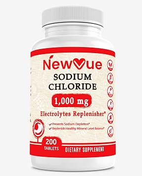 Sodium Chloride 1000mg, 200 Tablets - Salt Tablets, Non-GMO, Gluten Free