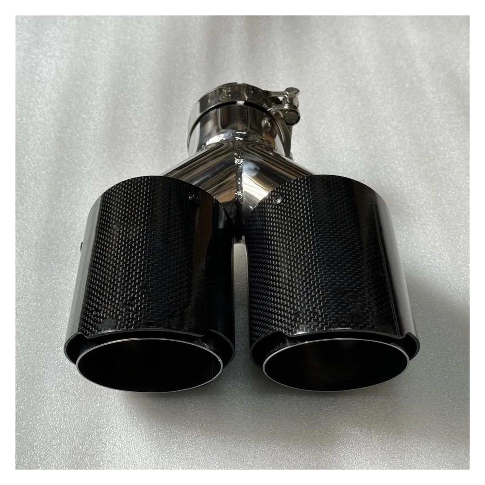 1Pc Doppio Terminale di Scarico Lucido Doppio di Scarico Terminale di Scarico di Scarico Punta Silenziatore per BMW Universale Terminale di Scarico per Auto(ID 76MM-OD 114MM)
