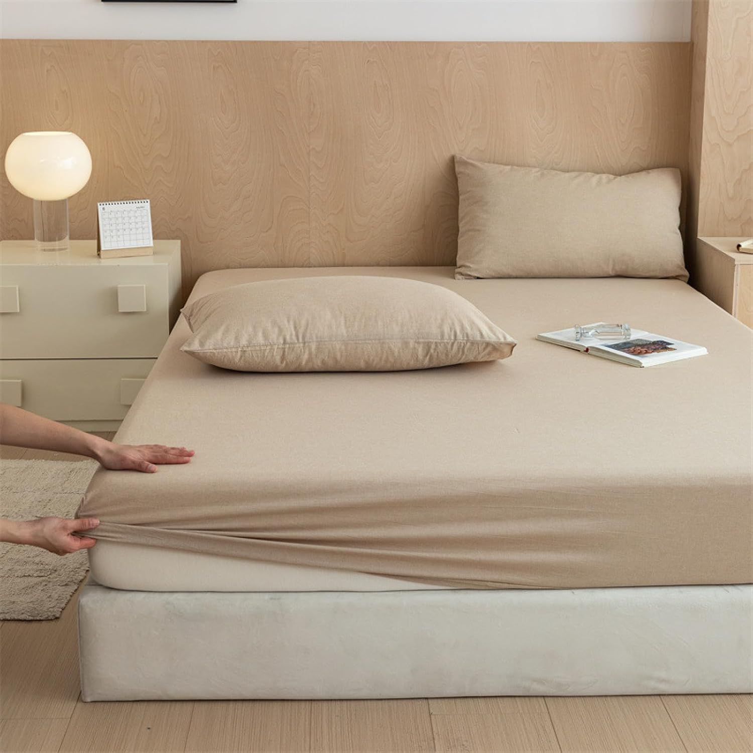 Deep Pockets Easy Care,Solid Color Pure Cotton Deep Pocket Bed Sheet, Soft Mattress Topper Suitable for Single Double King Size Bed,Grey 1,90 * 200cm+15cm