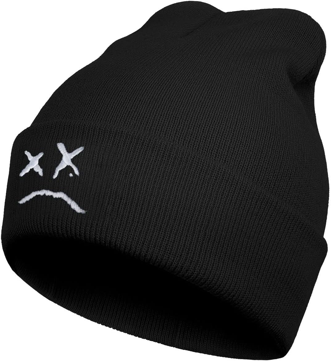 LinhiianBlack Lil Hip Hop Peep Classic Embroidered Beanie Hats for Men Women-Winter Warm Stretchable Fashion Knit Cuffed Beanie Hat