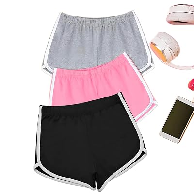 Shorts for Women Pack of 3, Black, Grey, Baby Pink for Gym, Sports, Running, Yoga, Cycling, Walk Casual Shorts Or Half L